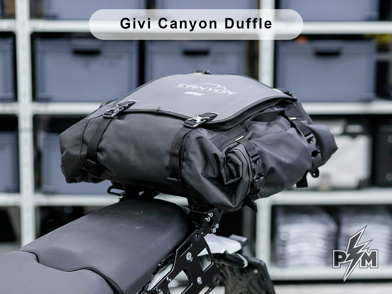 Perun moto Ducati DesertX Top luggage rack Givi Canyon Duffle