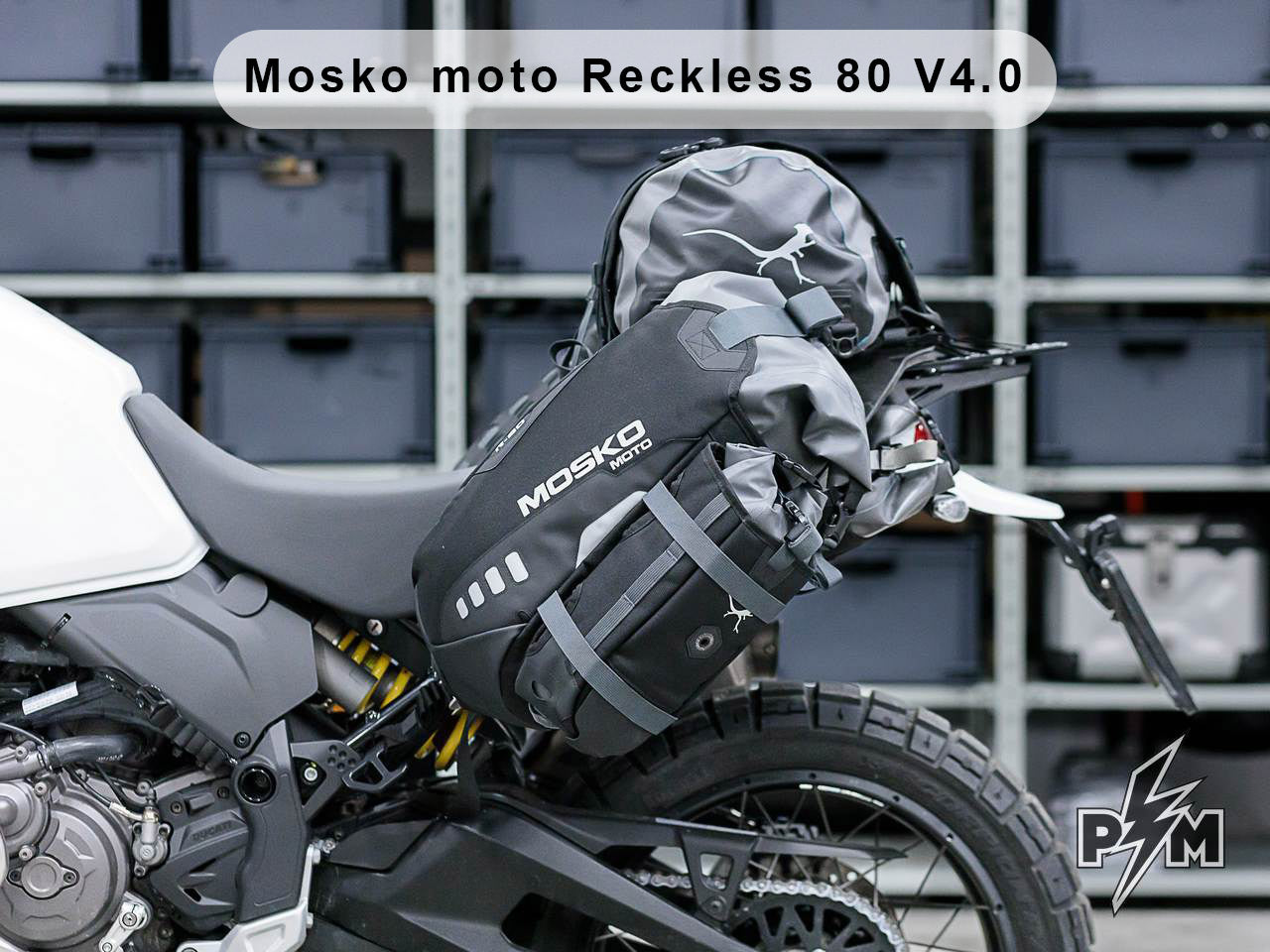 Perun moto Ducati DesertX Top luggage rack Mosko Moto Reckless 80